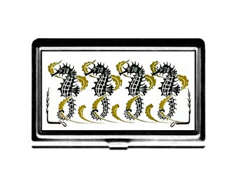 Needle Case Sewing Seahorses in a Row Art Nouveau travel sewing case quilters gift wifes gift mothers needle minder embroidery needle case