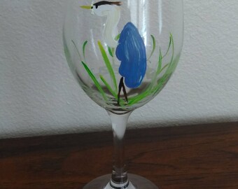 Shore Bird Hand-Painted Wine Glass