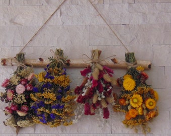 Dried Flower Rack, Herb Rack, Rack for Dried Flowers, Country Wall Decor, Rustic Wedding Decor, Cottage Decor, Wall Rack