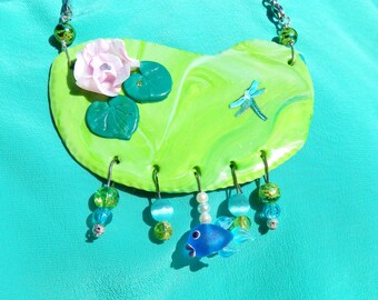 Cool collar * a Dragonfly on the pond *.