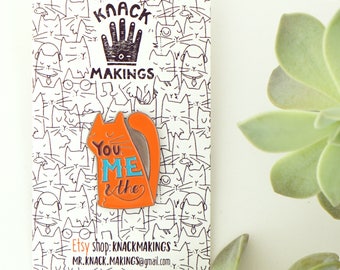 You, Me & the Cat Enamel Lapel Pin, Enamel pin, Pin game, Cat pin badge, Cute pin for cat lovers, Hard pin