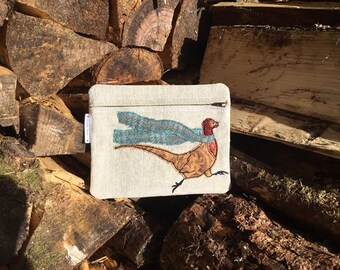 ITH Zip Bag of Pheasant, 6x10 and 9x12. In The Hoop Project. ITH Pouch Part of the Suzy Spellbound series - By Pixie Willow Patterns
