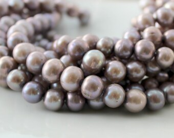Purple Pearls, Freshwater Pearls, Potato Pearl, Mauve Pearls, Real Pearls, Off Round Pearls, Large Pearls Genuine 9mm Full Strand
