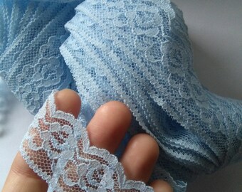 Vintage pale blue lace trim THREE YARDS
