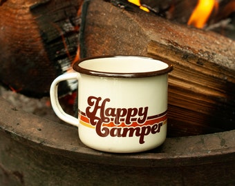 Camp Mug Enamel Mug Enamelware Happy Camper Wanderlust Dad Outdoorsy Retro Adventure Camping Gift Glamping Adventure Mug Camping Gear