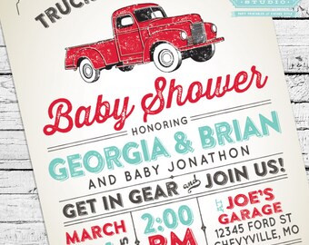 Vintage Truck Baby Shower Invitation