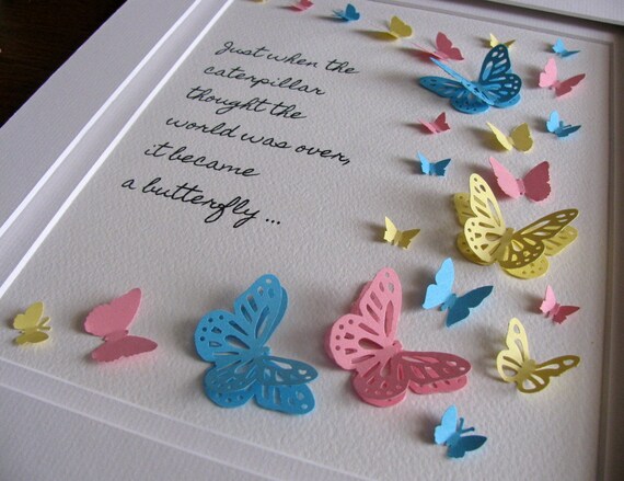 3D Butterfly Word Art Caterpillar into Butterfly Quote or Your