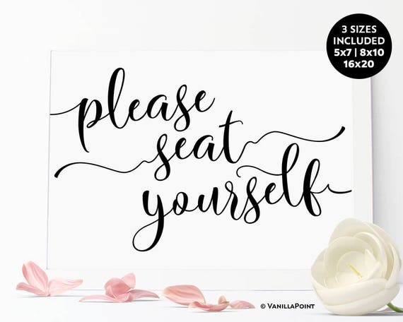 Please Seat Yourself Sign Bathroom Wall Decor Printable