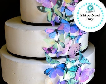 Edible Butterflies - Purple and Green - Butterfly Cake Decorations - Cupcake Topper