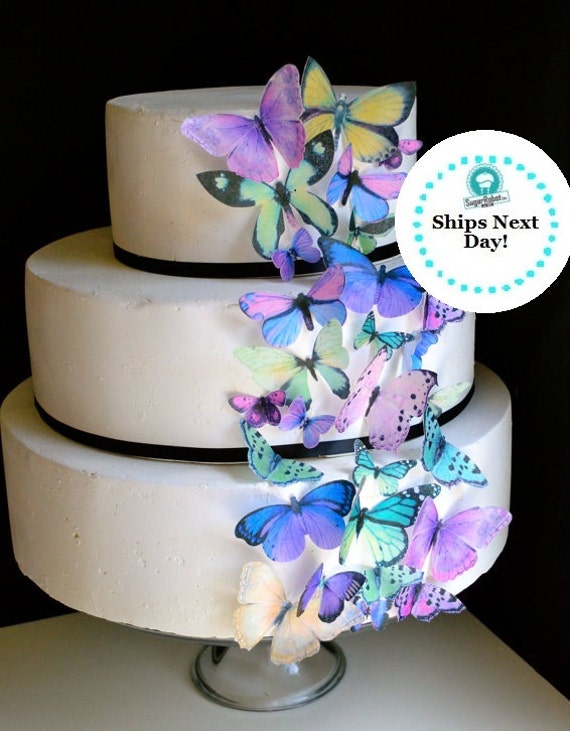 Edible Butterflies Purple and Green Butterfly Cake