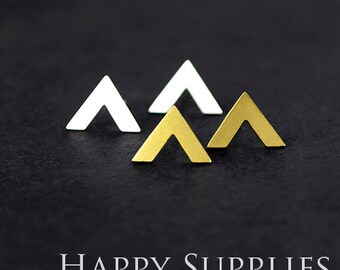 Nickel Free - High Quality Double Geometry Dual-used Golden / Silver / Rose Gold Brass Earring Post Finding with Ear Stud Stopper (ZEN086)