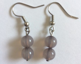 Gray Beaded Earrings