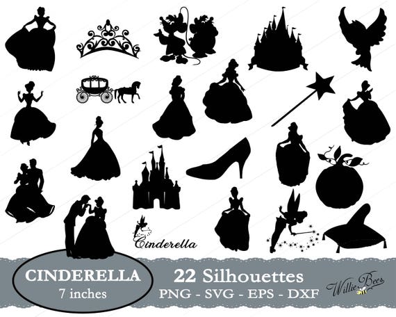 Cinderella SVG Silhouette Clip Art Princess Dress Cinderella