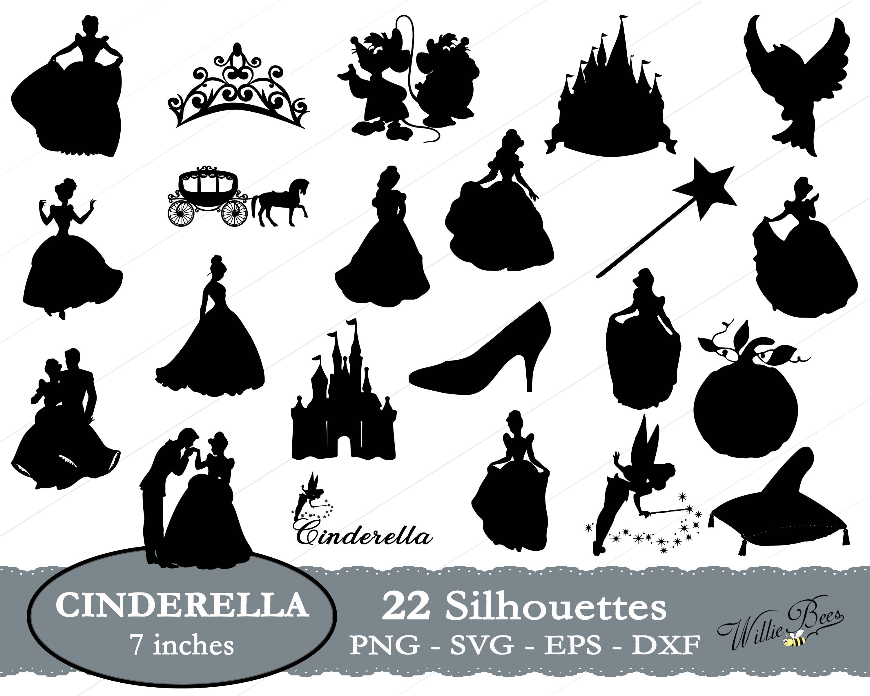 Download Cinderella SVG Silhouette Clip Art Princess Dress Cinderella