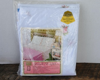 Vintage Twin Fitted Bottom Sheet French Bouquet Sears NIP