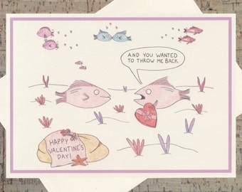 Romance Card, Funny Love Card, Funny Valentine Card, Valentine Card, Cute Valentine Card, Happy Valentines Day, Fish Card, Valentines Day