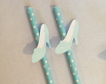 Cinderella Party Decorations - Glass Slipper Straws - Cinderella Straws - Cinderella Party Decor - Cinderella Paper Straws - Handmade