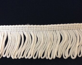 Ecru beige polyester fringe - 5 cm