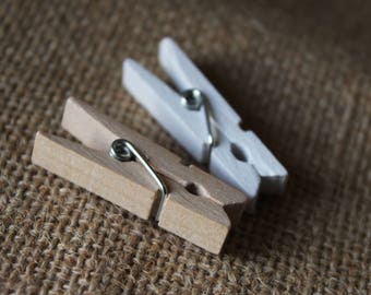Mini pegs 3.5 cm choice between white or raw wood-pack of 10, 25, 50, 75, 100, 150, 200