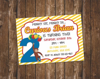 Curious George Birthday Invitation // Curious George Party // Printable Curious George Party Invites