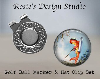 Golf Ball Marker - Whimsical Golf Gift - Golfball Marker - Golf Hat Clip - Funny Golf Ball Marker - Gift for golfer - Fishing and Golf