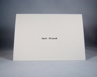 Best Friend card typewriter font blank