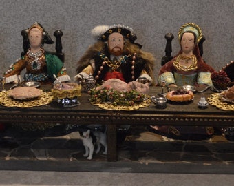 King Henry Vlll and His Six Wives Tudor Banquet Miniature Diorama Scene Unique One of a Kind