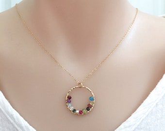 Custom Natural Birthstone Necklace for Mom, Mother's Day Gift, Grandma Jewelry, Infinity Necklace, Mum Jewelry, Mother of The Bride Gift