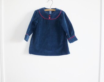 Vintage Navy/Teal Corduroy Dress