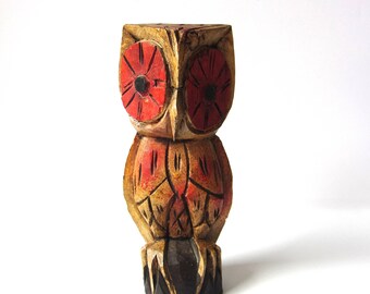 Vintage Wooden Owl Figure