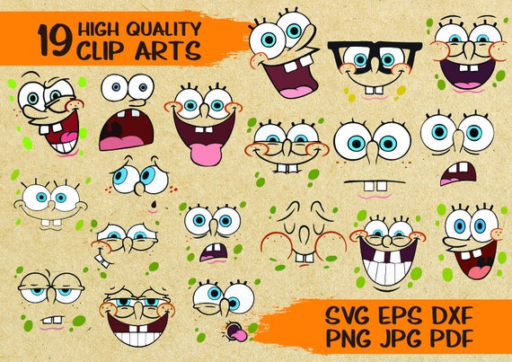 19 Spongebob Squarepants Expressions Clip Arts SVG cut file