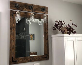ESPRESSO Mirror, Farmhouse, Wood Frame Mirror, Rustic Wood Mirror, Bathroom Mirror, Wall Mirror, Vanity Mirror, Small Mirror, Large Mirror