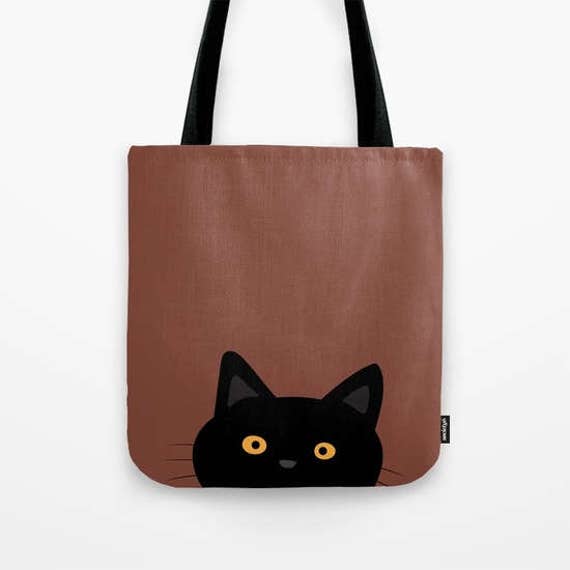 Canvas tote bag Personalized Black Cat Small medium Large