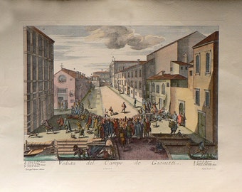 City - Venezia/Italy - Campo dei Gesuiti - Cm. 70 x 50 Inches 27,6 x 19,7 - High quality paper and water-coloured by hand. Since 1940s