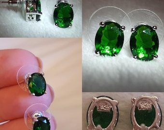 Emerald Sterling Silver Studs