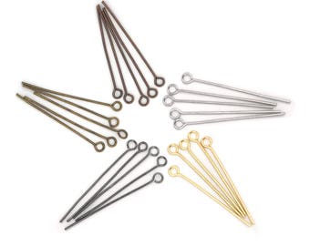20mm Eye Pin, Gauge 21, 0.7mm, Gold Plated, Rhodium, Gunmetal, Antique Bronze, Antique Copper, DIY Craft, Jewelry Making, Wholesale, RN