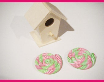 2 fimo polymer clay lollipop cabochons