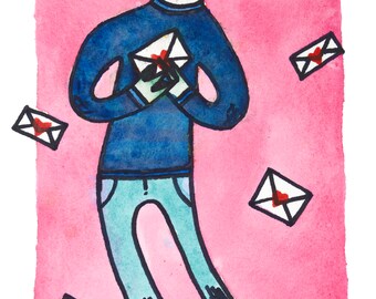 Love Letters Original 5 1/2 x 8 1/2 Watercolor Painting