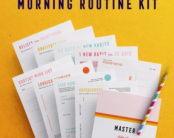 Morning Routine Kit, Printable planner kit, Routine planner, Daily Routine, Habit tracker, Goal setting, Instant download, A4, A5, US Letter