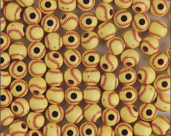 144 Acrylic Softball Beads