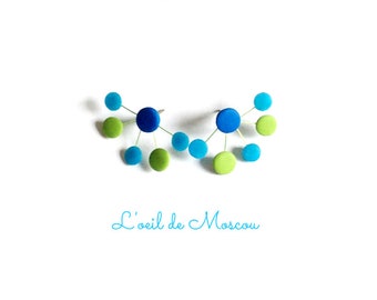 Earrings "atom" blues and Greens