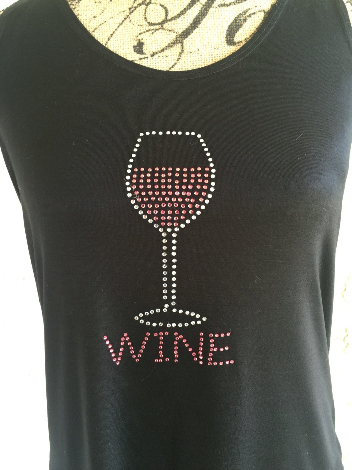 Wine Rhinestone Shirt Customized Wine Rhinestone Drink