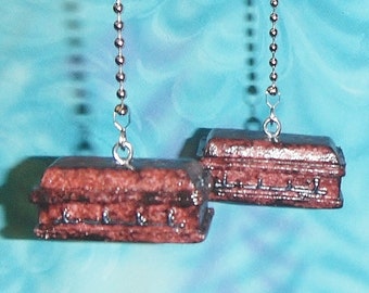 Set of Two ~ Coffin Brown Intricate Death Goth ~ Ceiling Fan Pulls