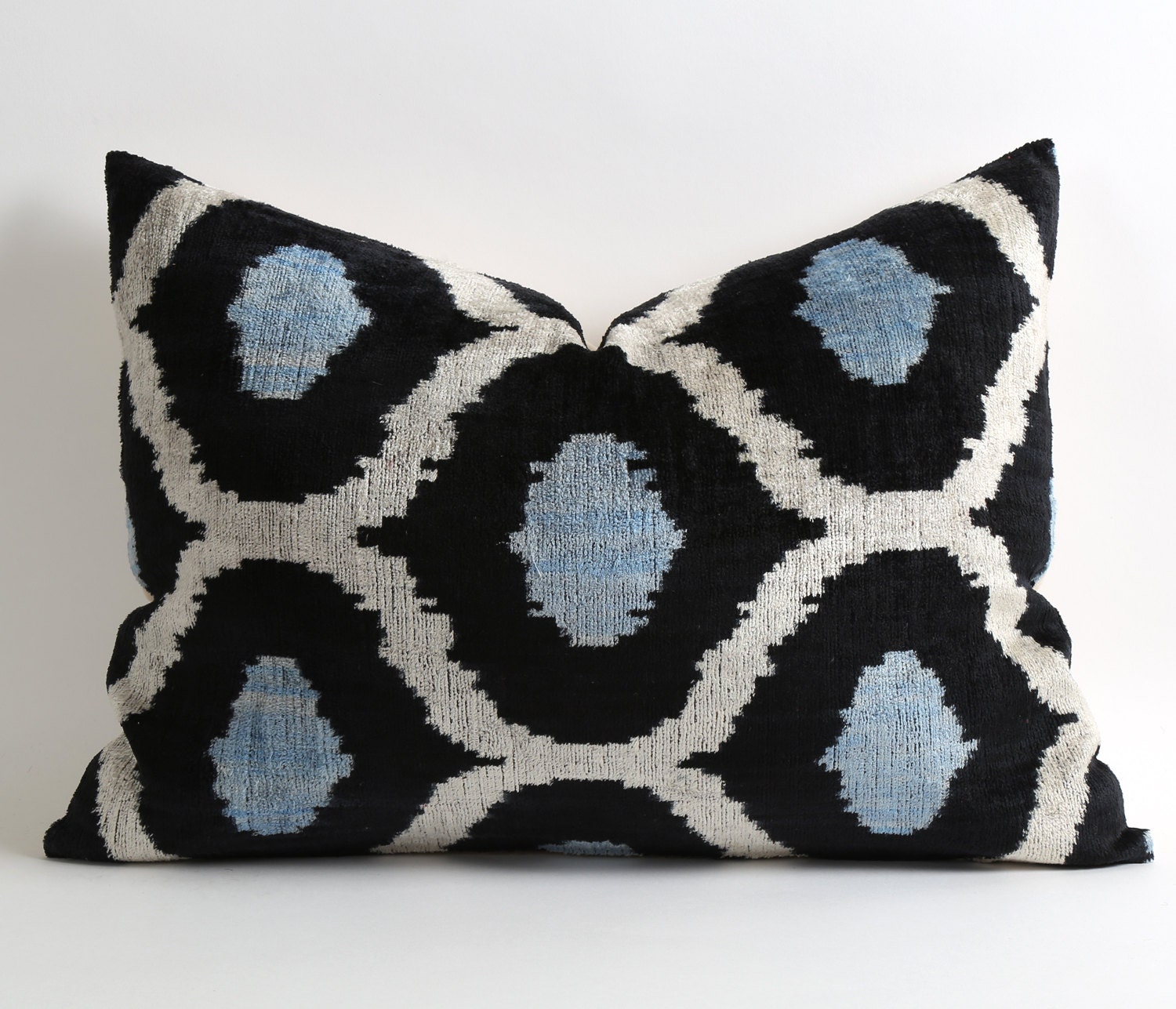 Navy Blue Ikat Pillow Cover Blue Black Velvet Pillow