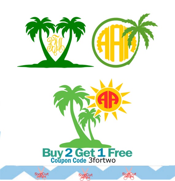 Download Palm Tree Monogram Frames SVG DXF PNG eps Summer Cut Files for