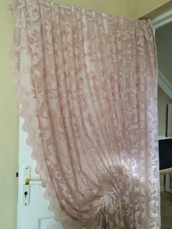 izielad Rideaux transparents en dentelle rose café pour chambre à
