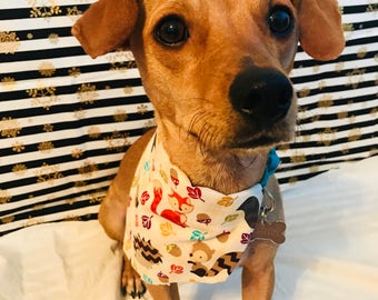 Thanksgiving Fall Harvest Dog or Pet Bandana/Scarf - Forrest Friends Pattern - 6 Sizes!