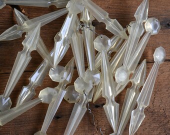 Vintage Plastic Clear Chandelier Prisms Lot of 19