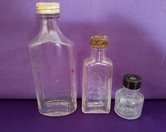 Lot of 3 Old Small Bottles