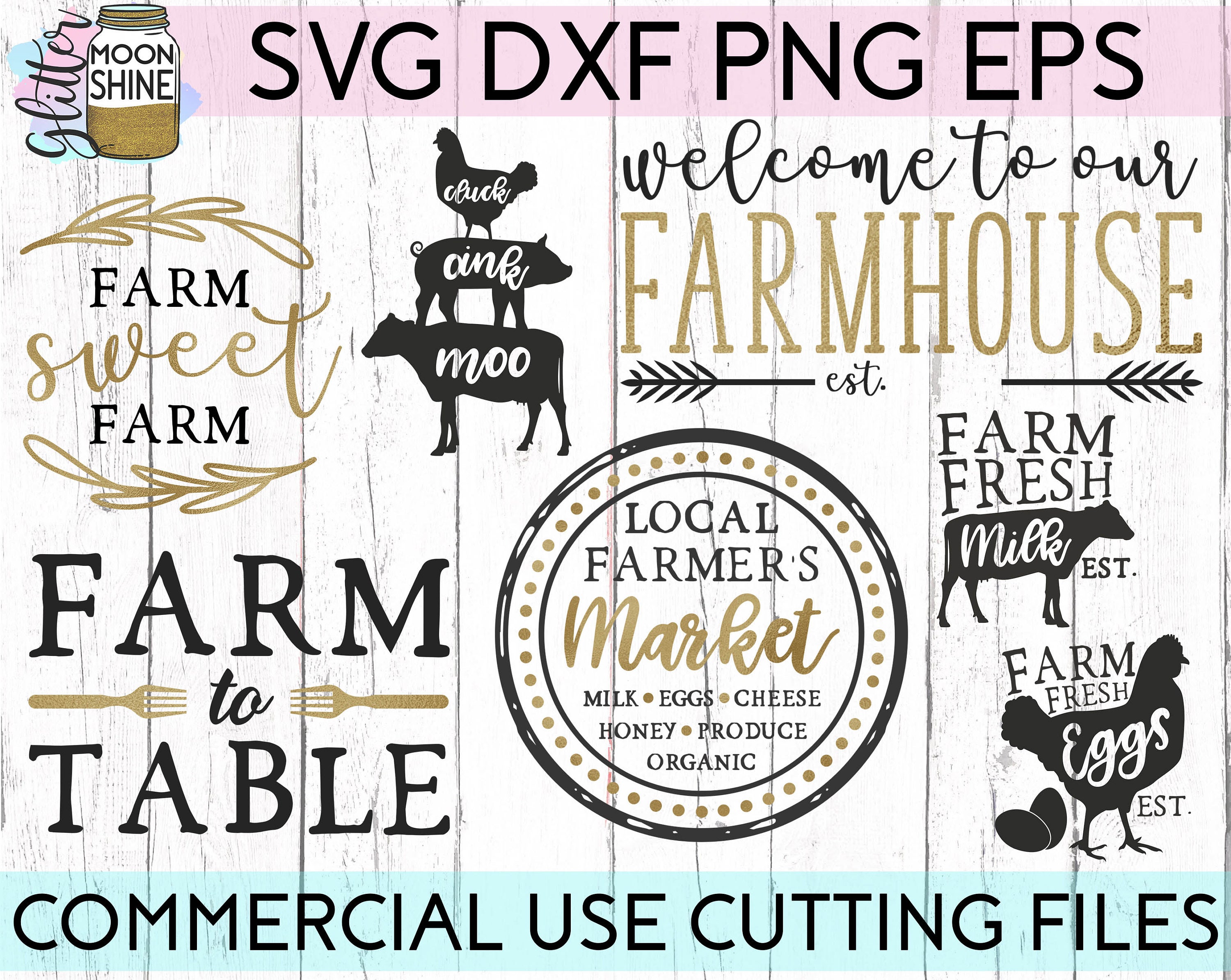 Download Farmhouse Bundle svg eps dxf png Files for Cutting Machines Cameo Cricut, Cute, Country ...